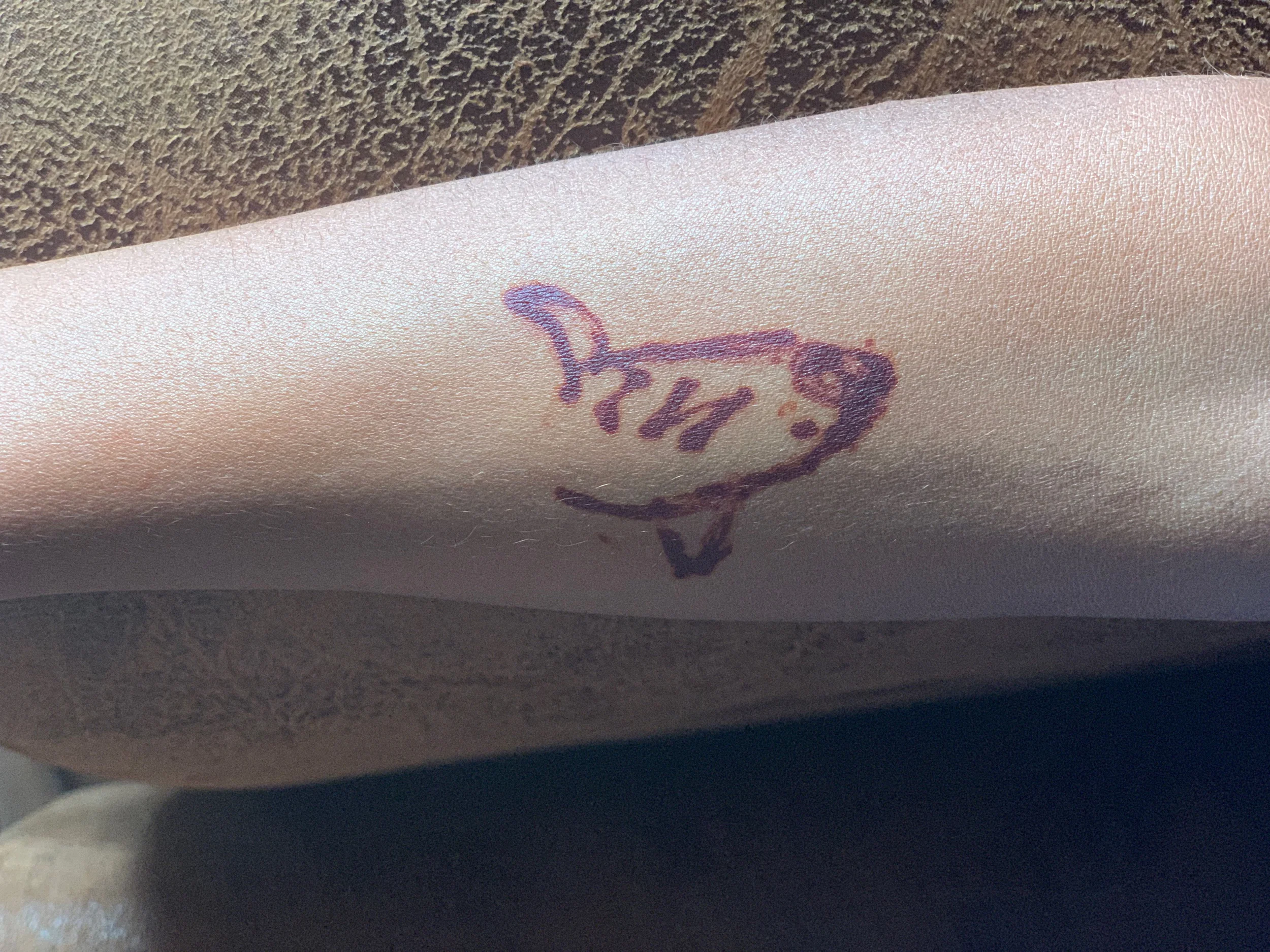 X was excited to get a henna shark. :)