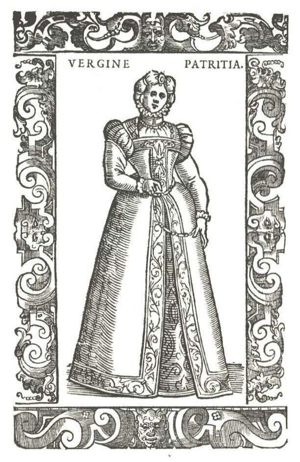  Fig. 13 Cesare Vecellio, ‘Patrician Woman of Augsburg’. From  Habiti Antichi Et Moderni Di Diverse Parti Del Mondo  (Venice: Zenaro, 1590), 304. 