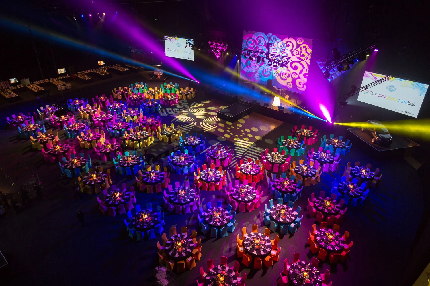 Event Photography - Charity Event - Pink Yellow Blue Ball