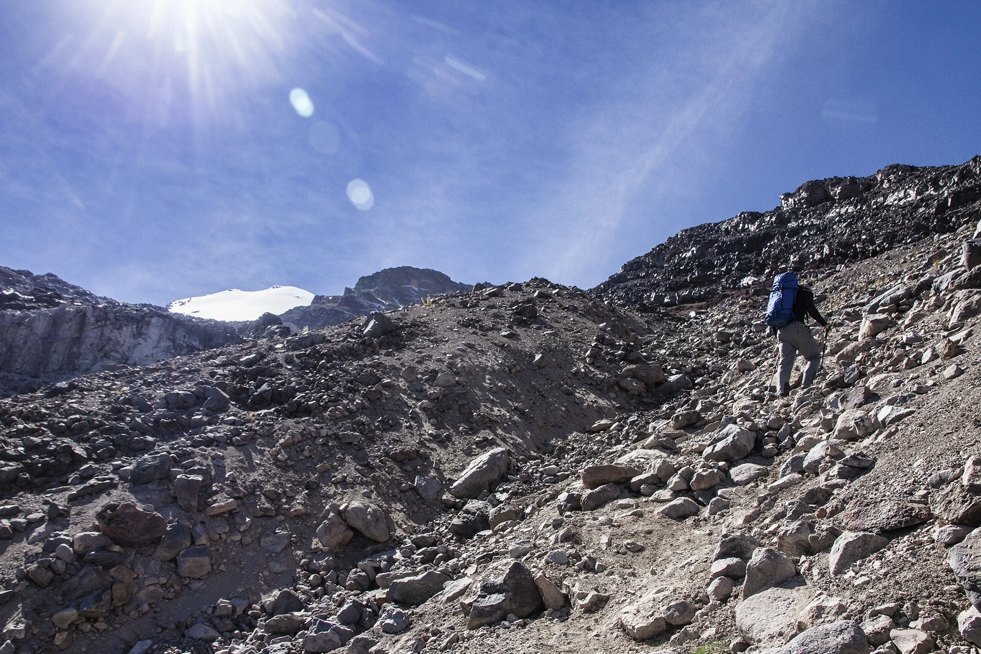 The next day is spent doing an acclimatization hike under beautiful blue skies and cirrus clouds to scope out the way through the Labyrinth. 