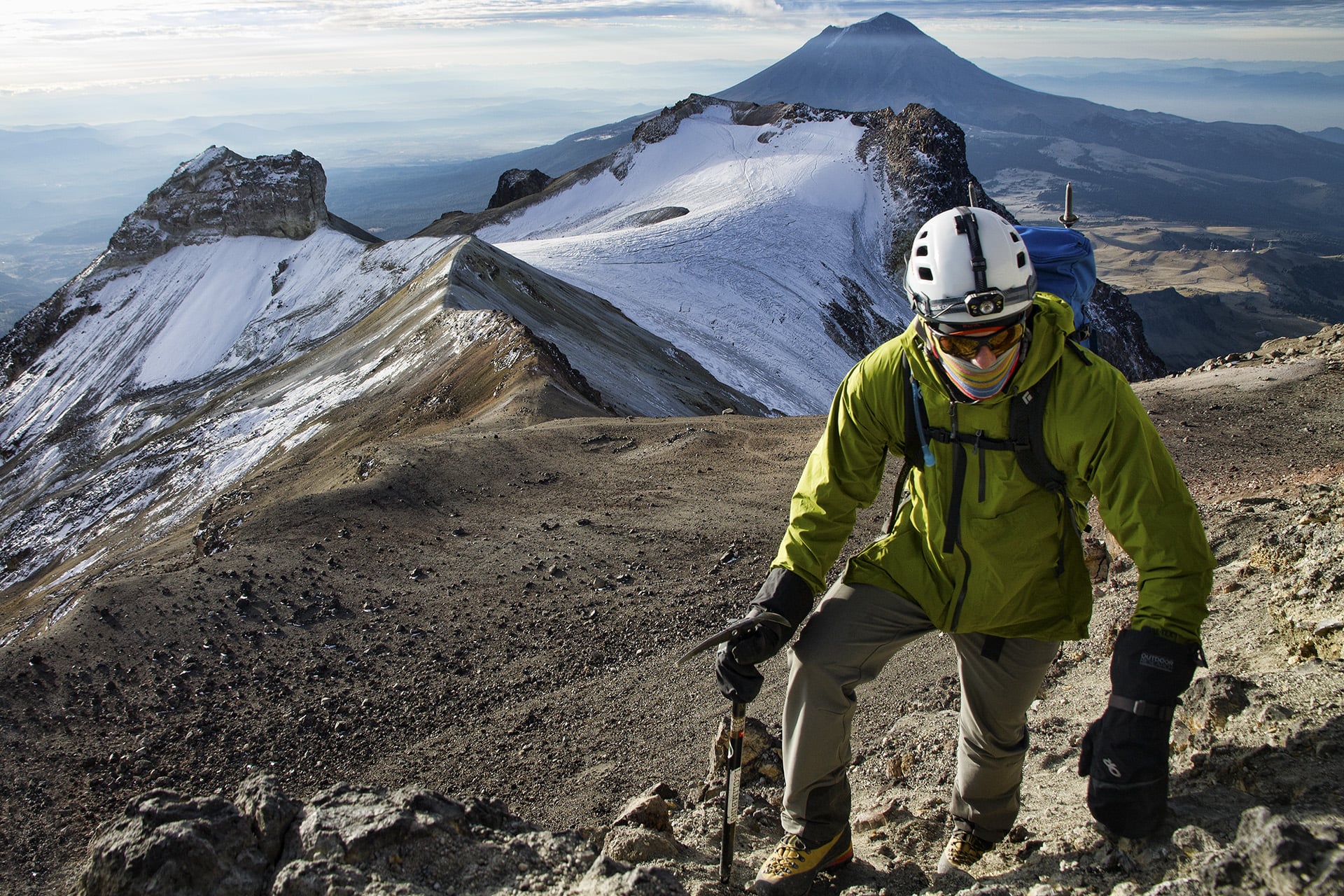  From the belly glacier, we begin the short climb to the last false summit.&nbsp; 