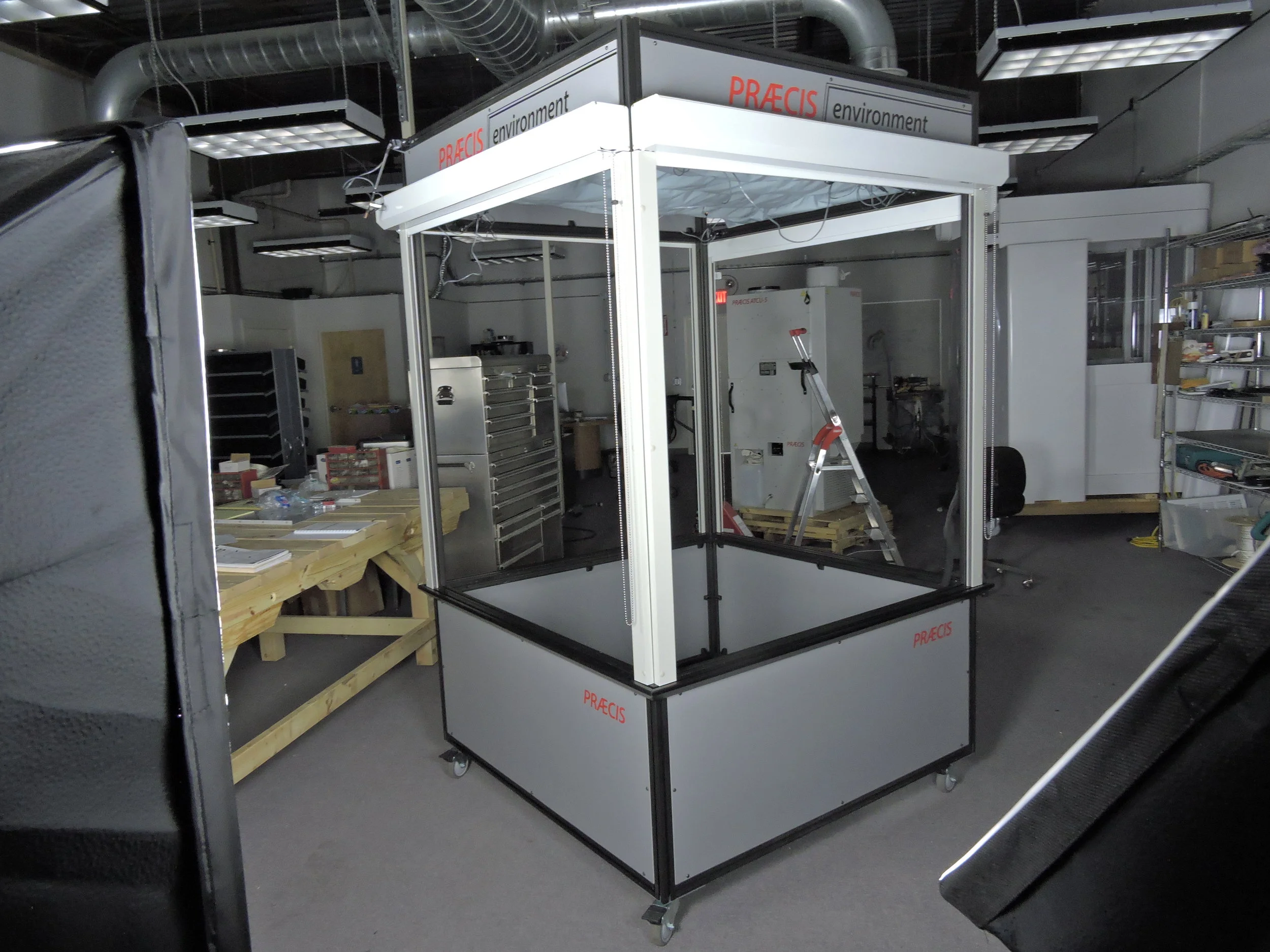 Lg enclosure. Curtains up.