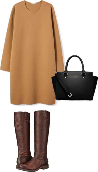 Gorgeous cashmere dress + boots from fall capsule wardrobe