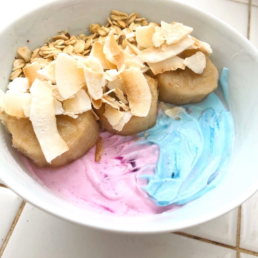 Pink and Blue Yogurt Parfait