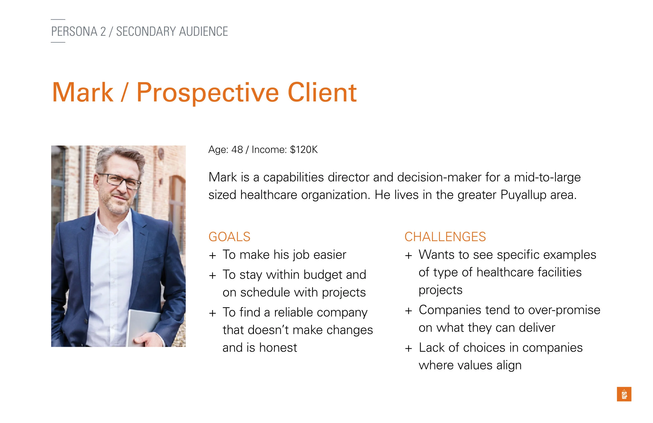 Mark, the Prospective Client persona