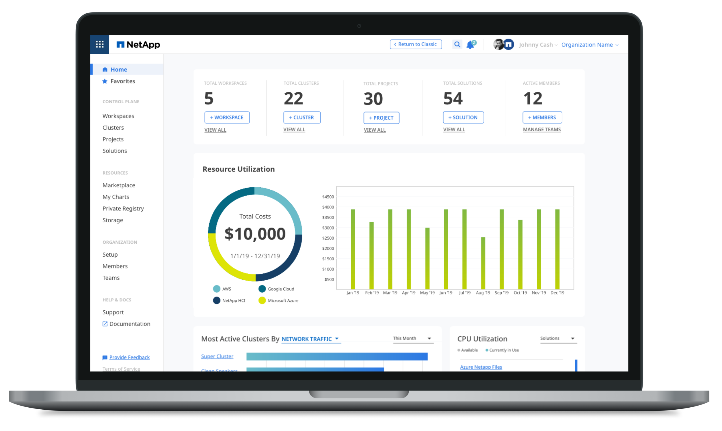 NKS Dashboard mockup in a macbook pro