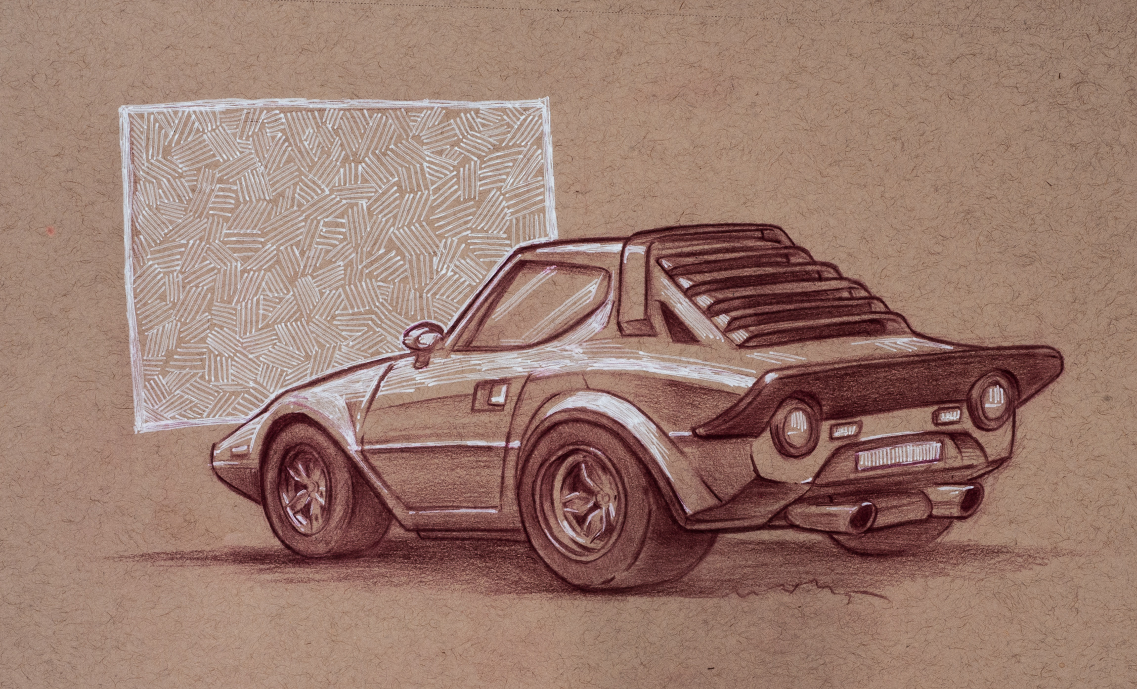2019. Col-erase pencil and white gel pen on toned tan paper.