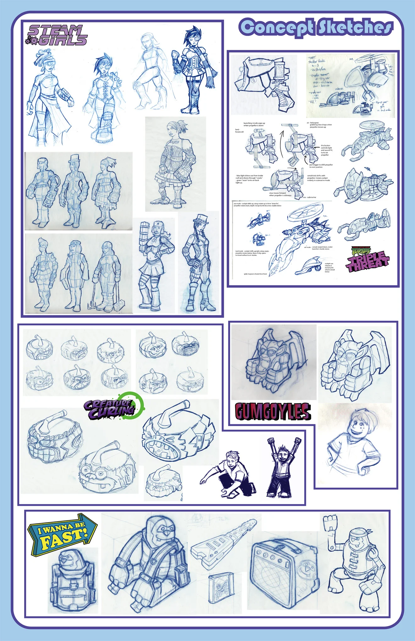 Concept Sketches - early sketches for toy concept boards
