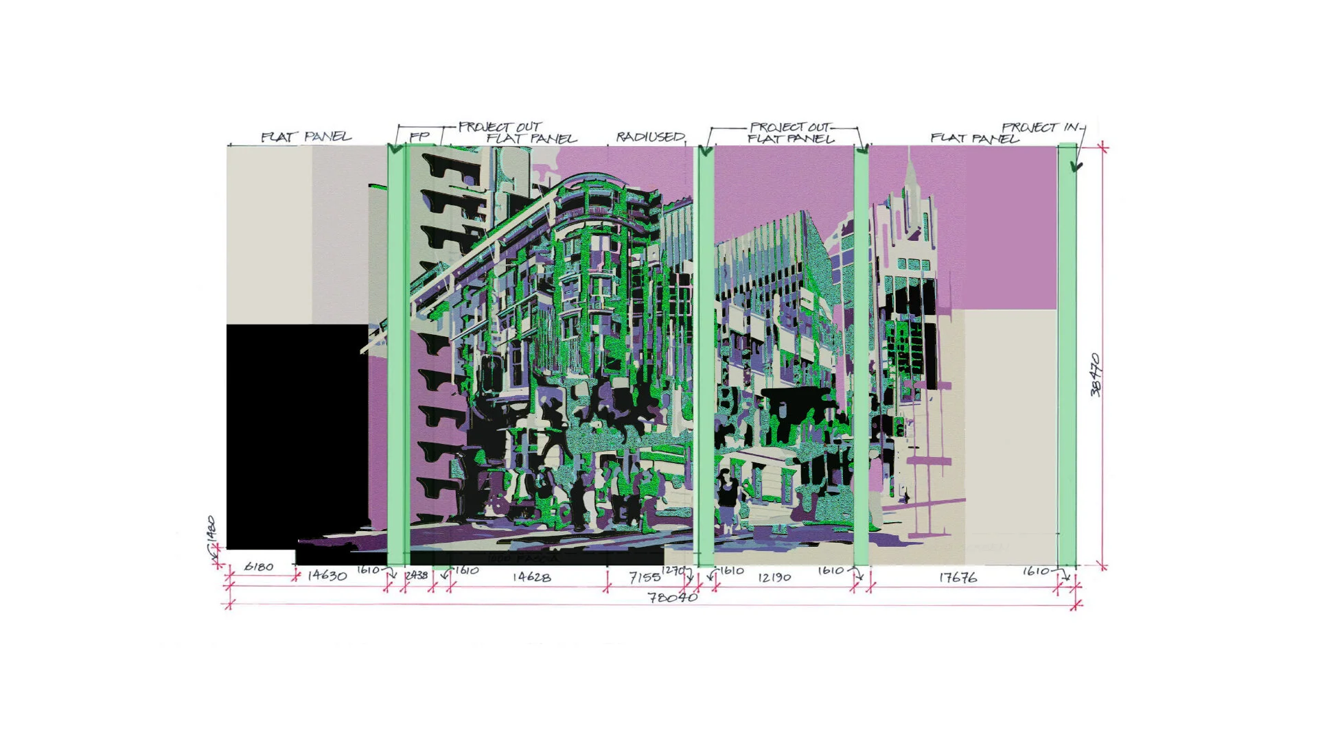 Superimposed Scaffold Elevation - City of Sydney supplied dimensions
