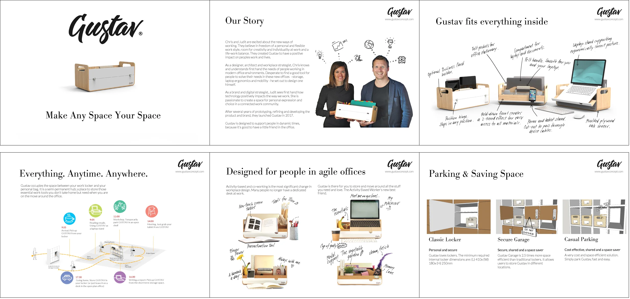 Sales folder for Gustav, Make Any Space Your Space, New Zealand based Company