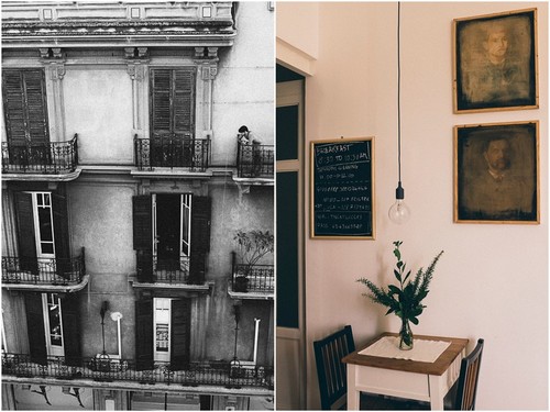 Vistas desde Serafino B&B y sala común de desayunos del Bed & Breakfast. Palermo, Sicilia, Italia.