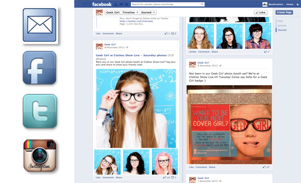 Share your unique photo experience to Instagram, Facebook, Twitter and email! 
