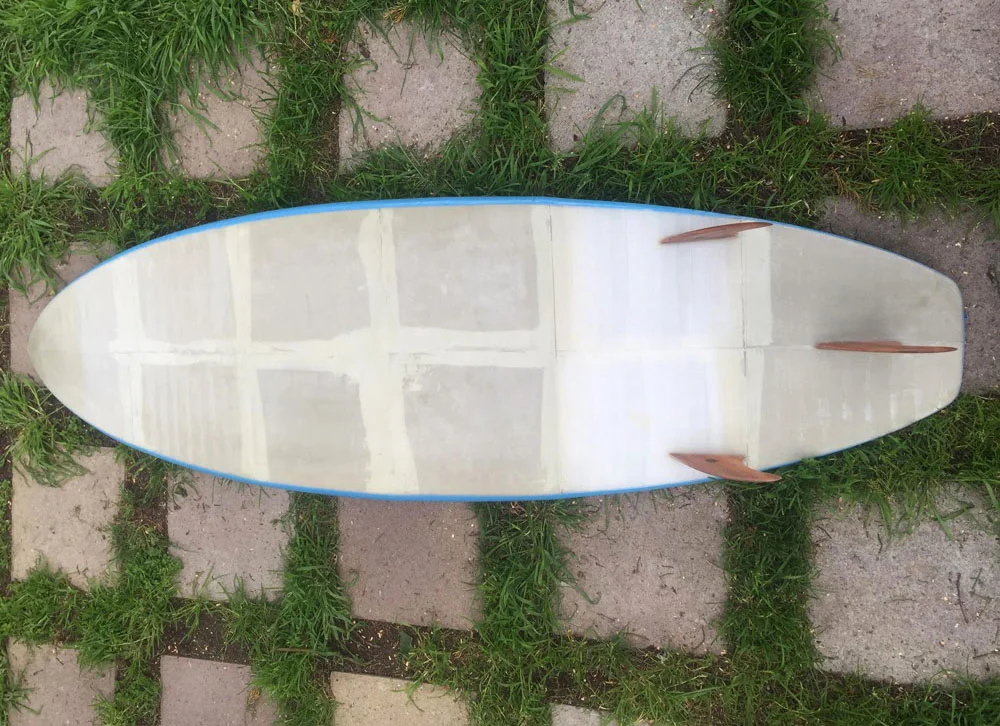 Nate Petre's first prototype for his 3d printed algae surfboard.