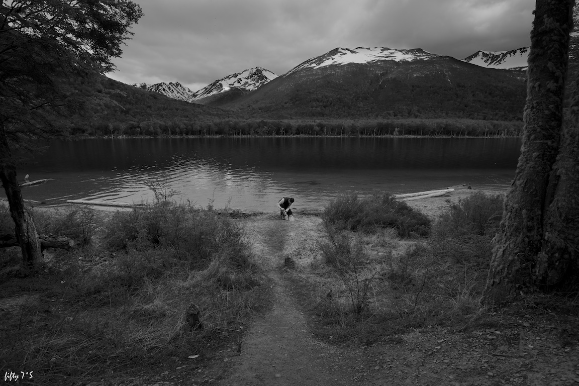 View from our camp. Collecting water before hitting the road.