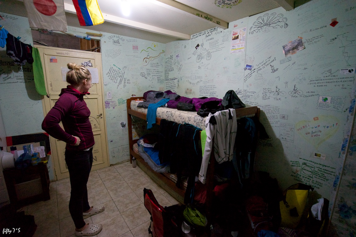 Our digs for the night at La Union. The walls are covered with inscriptions from all those cycle touring, detailing their journey with messages of thanks to Emilo the owner.