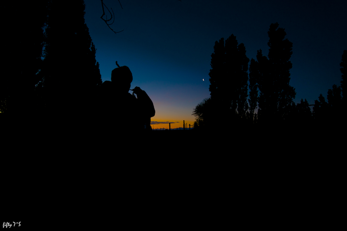 looking out over the Andes at sunset