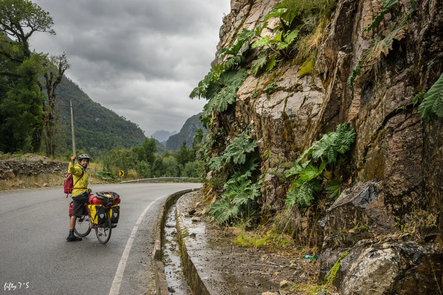 we were heading to Puerto Cisnes to catch a boat to a more remote part of the Carretera Austral. Weather fronts coming in from the Pacific causes it to be very wet here.