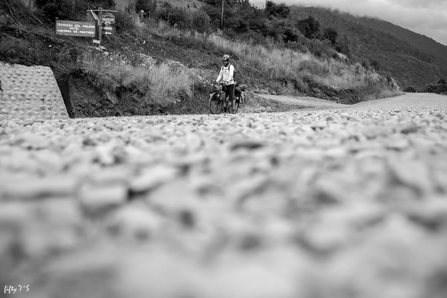 difficult riding, loose large rocks... some more pushing!