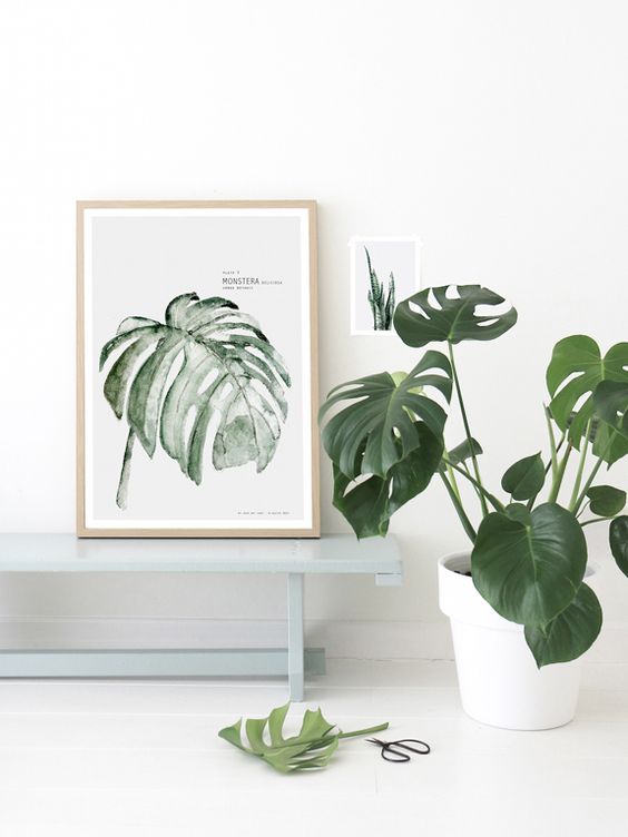 The pastel colored bench adds just the right amount of color to go with the beautiful white setting. We are big fans of simple water colored paintings too.