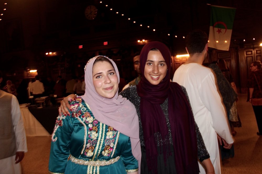 Aaminah B’hat shows off her intricately embroidered cultural attire from her summer in Morocco, while Lina Goelzer opts for burgundy and black with a touch of sparkle.