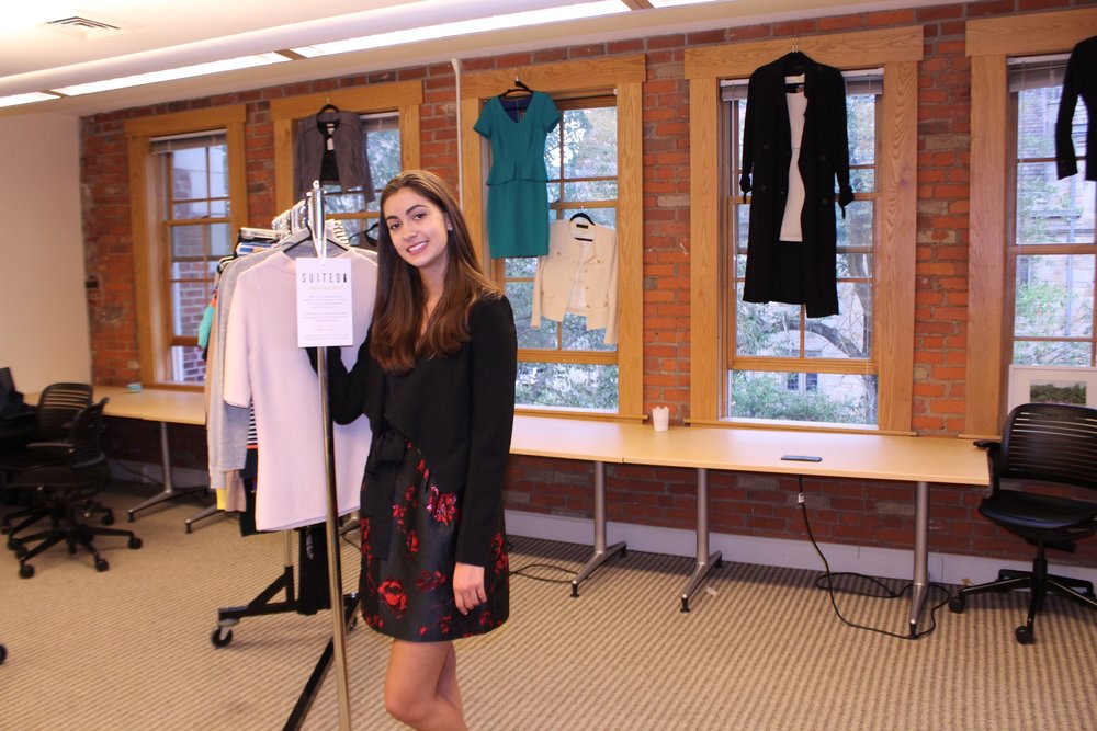 Maya Rodriguez, an undergraduate ambassador for Suited