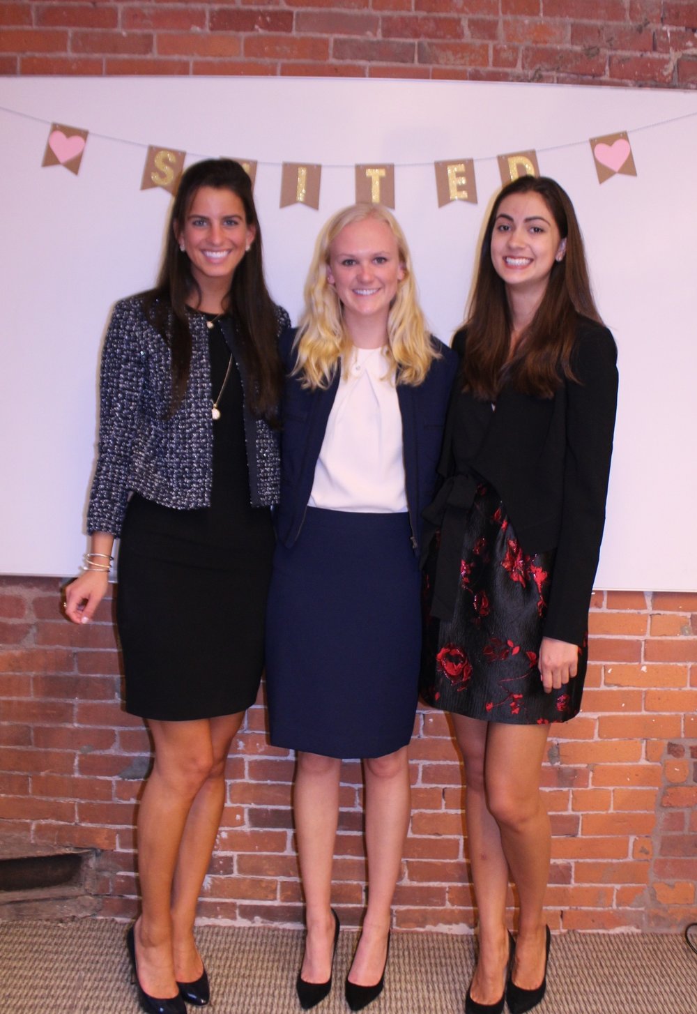 Suited's three undergraduate ambassadors: Lexi Henkel, Miranda McKay and Maya Rodriguez.