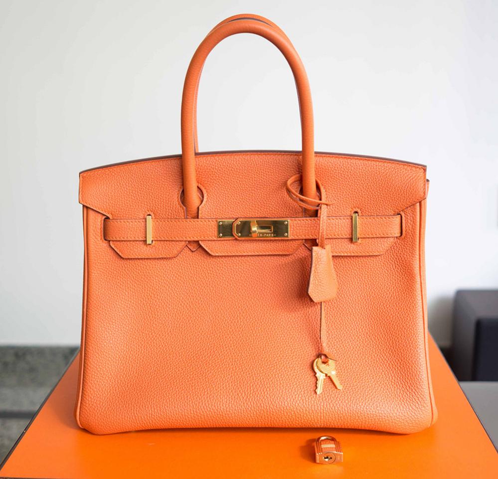 A Hermes Birkin bag, which is handmade with high quality leather, can cost anywhere from $11,550 to $150,000 (image via Bagsz )