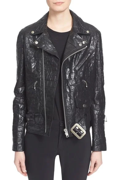 The Croc print style of this Junya Watanabe piece would be almost impossible to fashion out of actual leather, giving faux leather a unique advantage. Image via Nordstrom 