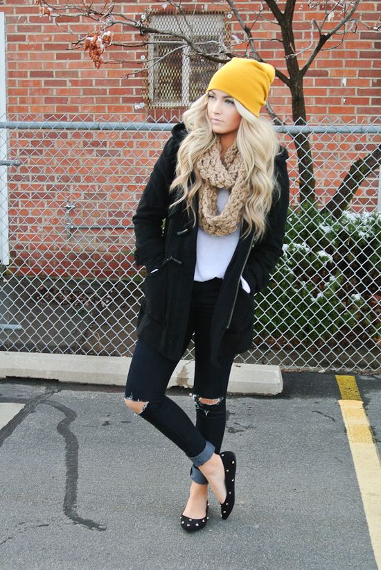 Add some color with a statement-colored beanie like this one (image via media-cache )