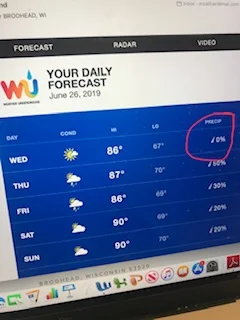 A day with 0% precipitation! Finally…a day that feels like summer. Hope those tomato plants take advantage of all this beautiful sunshine! They have some catching up to do!
