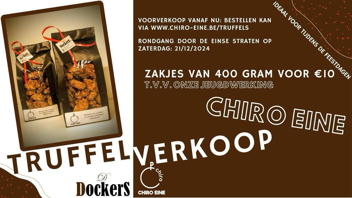 Volgende week zaterdag is het weer zover, dan trekken onze leden op pad door de straten van Eine en omstreken om onze overheerlijke truffels te verkopen. Woon jij nu te ver of wil je zeker zijn dat je truffels hebt? Dan kan je ook via onze website on
