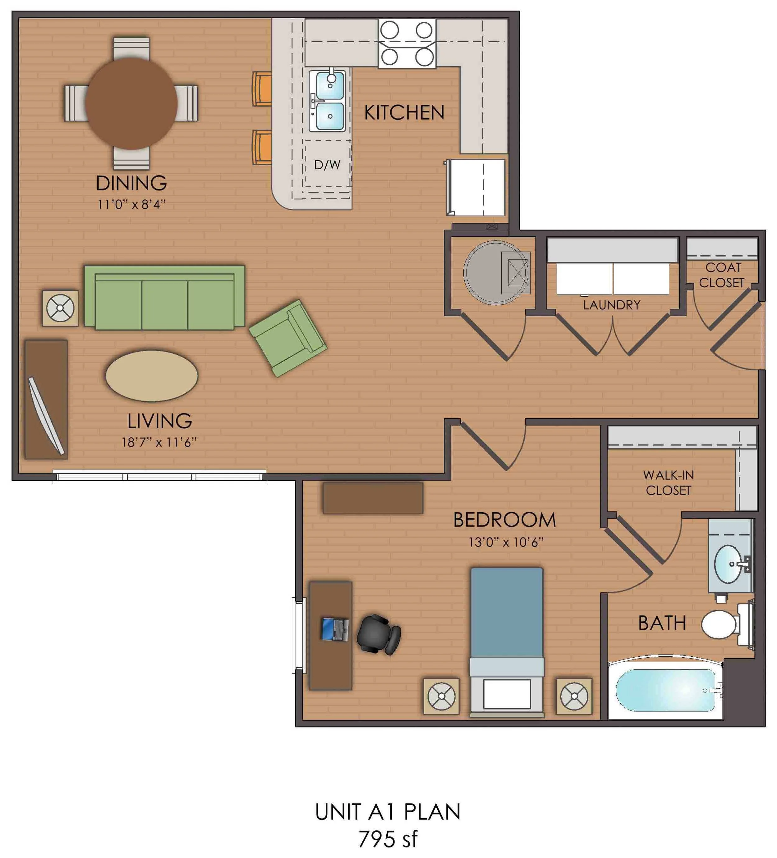 1 Bedroom Loft - A1 Floor Plan