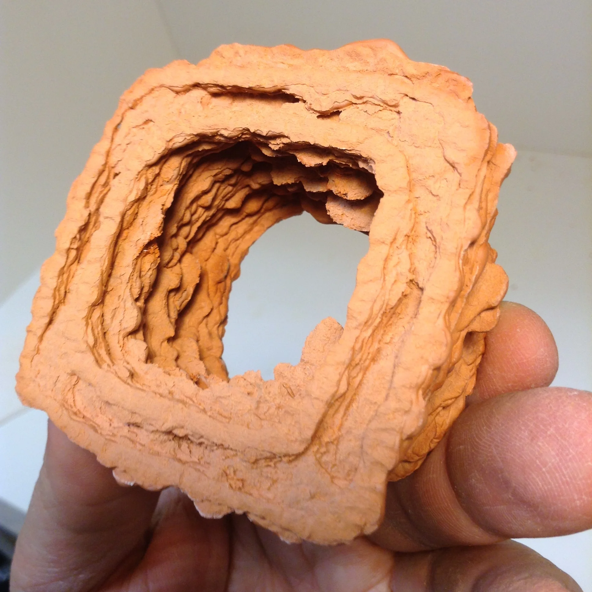 Bottom detail shows my attempt at laying out inner and outer lines, and bridging them over for extra support. There is still ash residue the compressed air could not dislodge. I will probably use running water and a soft brush to remove the rest.