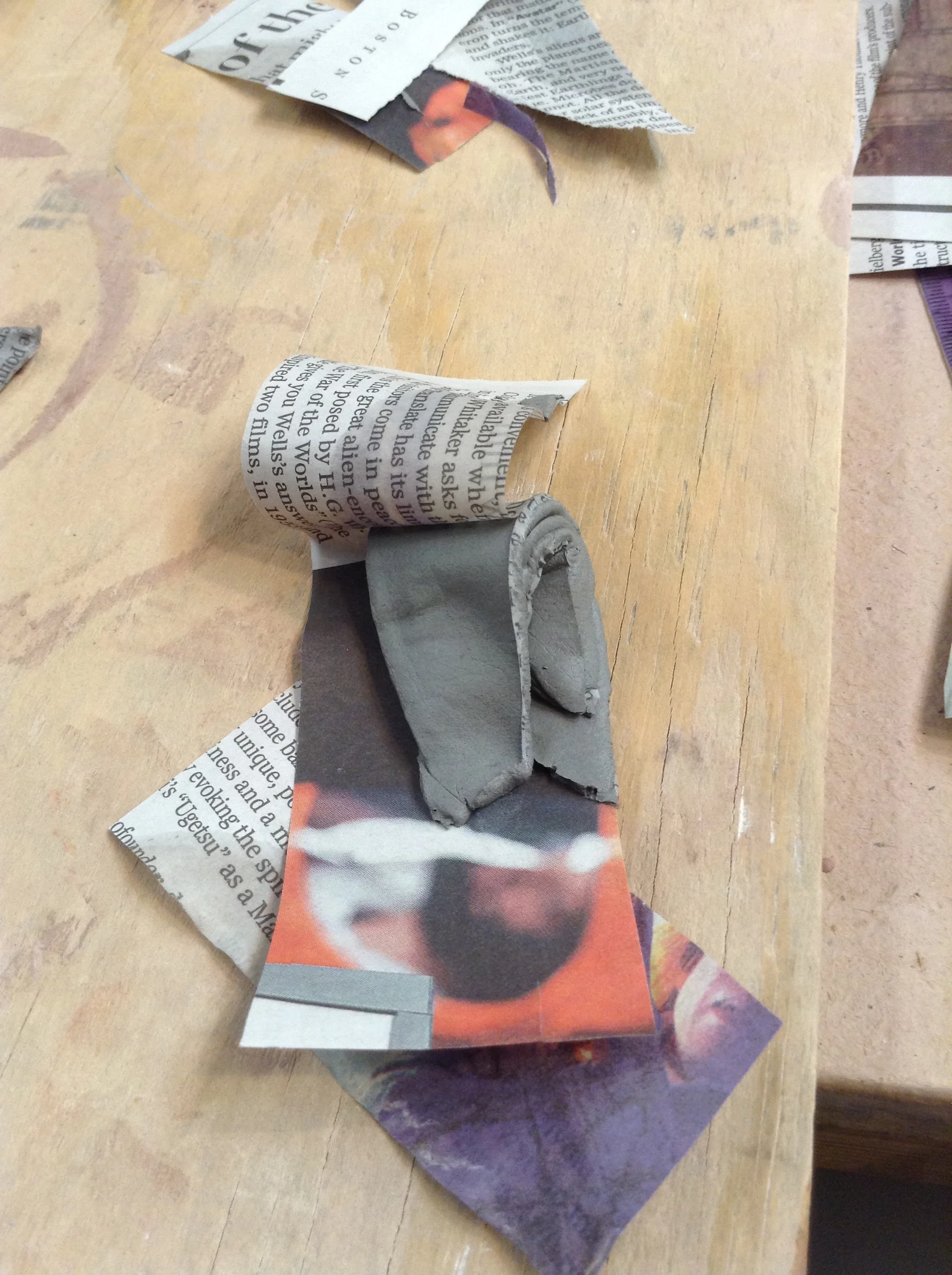 Trimmed scraps from generic squashed shape are immediately unpeeled and added back to original mix. I like the idea of having no wasted scraps.