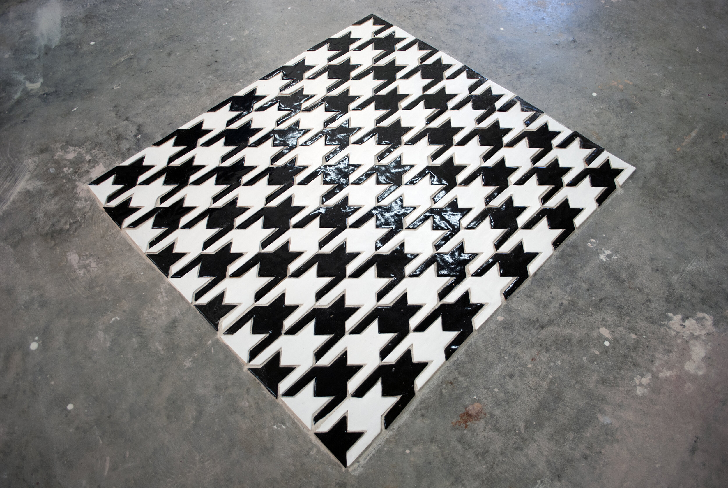  Houndstooth  Dimensions variable, Handmade ceramic tile, 2020 