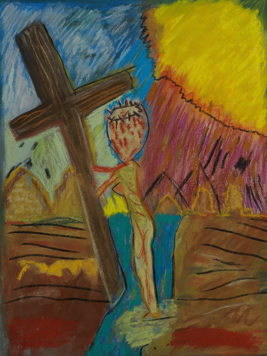 "Philippine Crucifixion ( l ) Pastel ( 18 X 24 inches ).