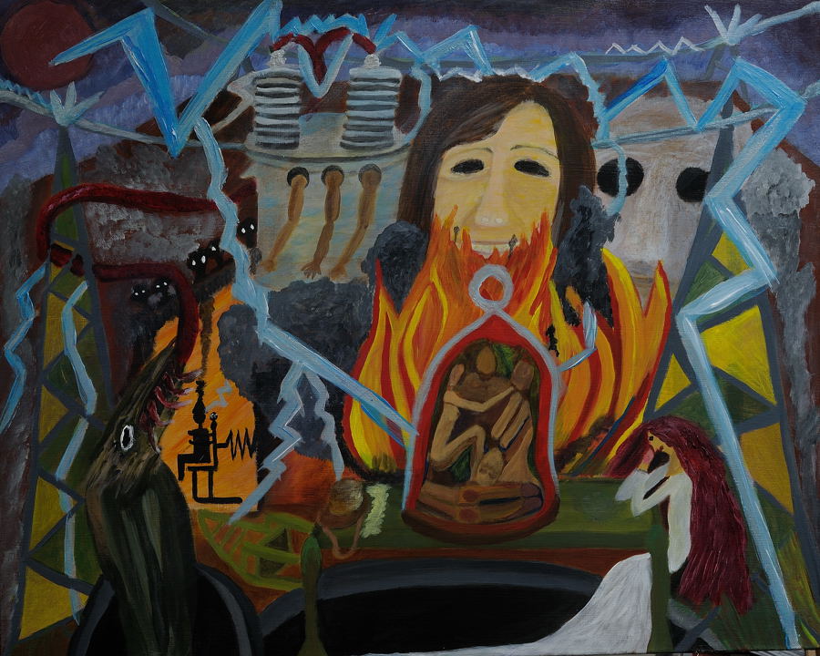 The Last Supper ( Sad Lisa ) Acrylic on stretched canvas 24X30 inches. 