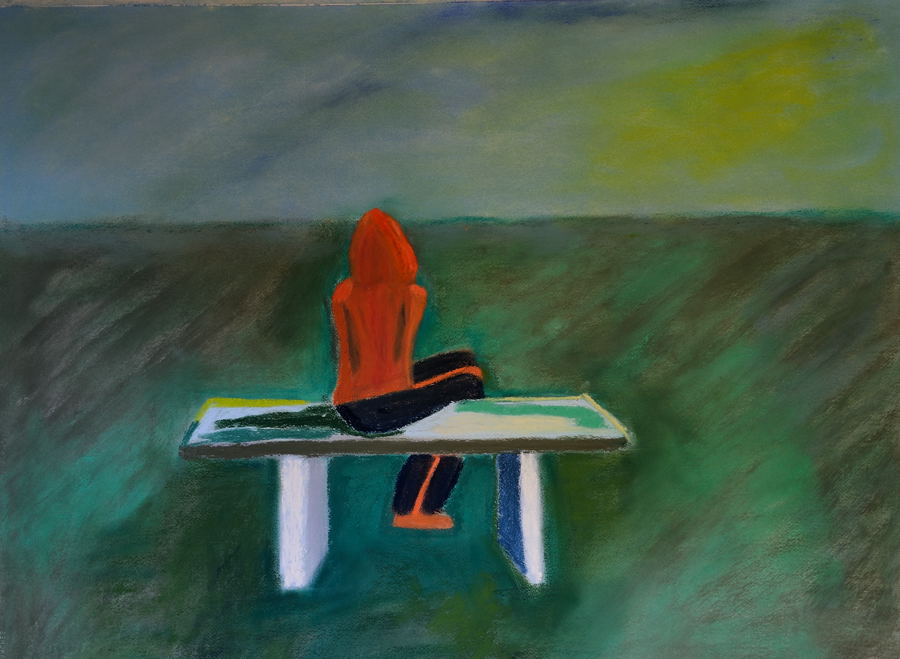 Dream Number 11 : A dream when under anesthesia. Soft pastel on Arches water color paper ( 22x30 inches, cold press ). 