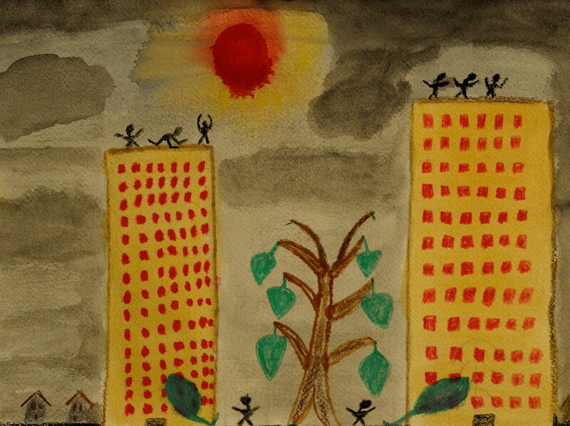 Death of the Sun Reno Nevada August 21 2021 ; Water Color ( 9X12 inches ). 