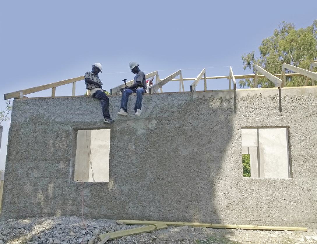 Carpenters from our Haitian construction team assembled the trusses and placed the roofing on this building in a matter of ten days. 