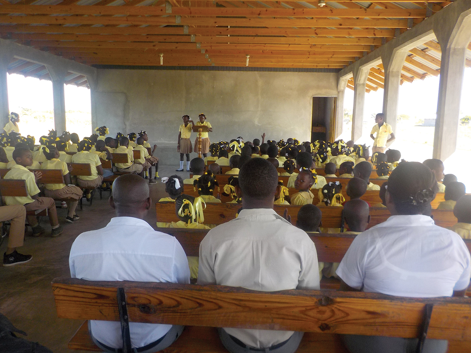 At our elementary schools, chapel service is held weekly to honor God through a time of singing and teaching.