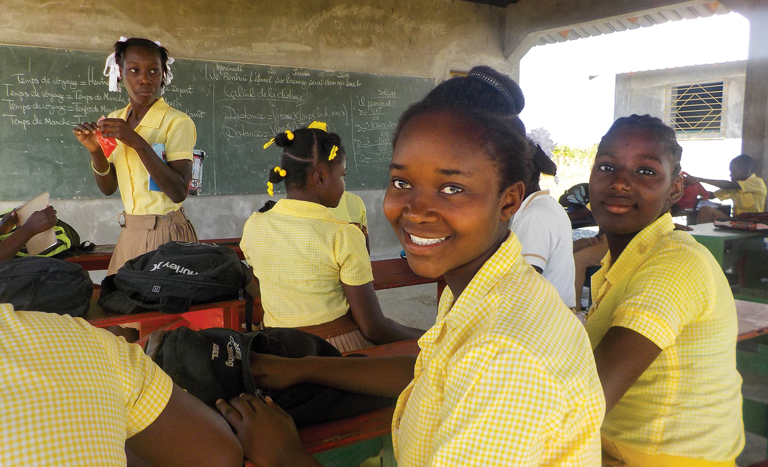Tamar Calixthe is from the island of La Gonâve and attends school at New Missions in Bord-Mer, as there is no school for her to attend on the island.