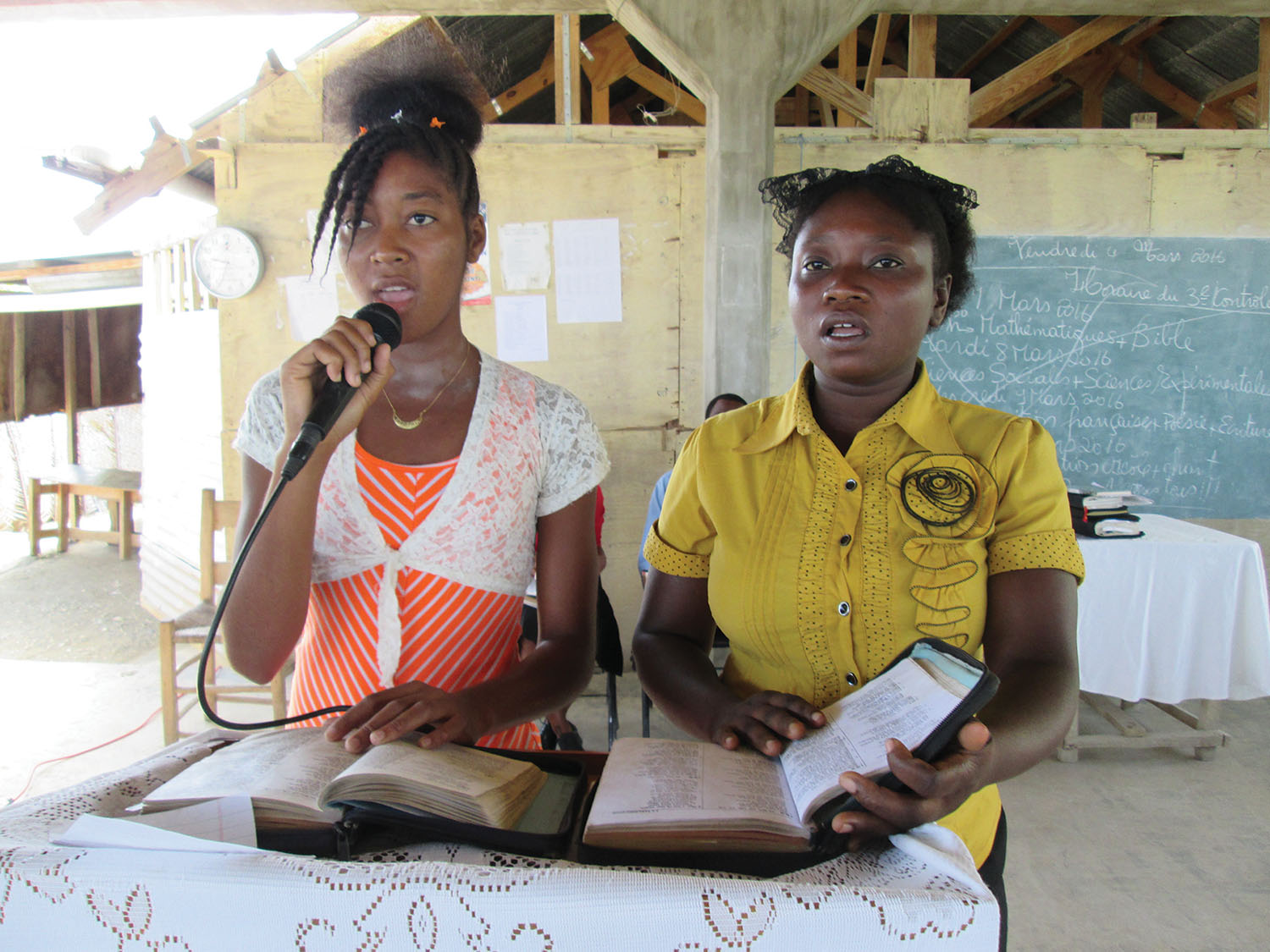 Two students from our school in Ti-Boucan led a Bible reading during chapel service.