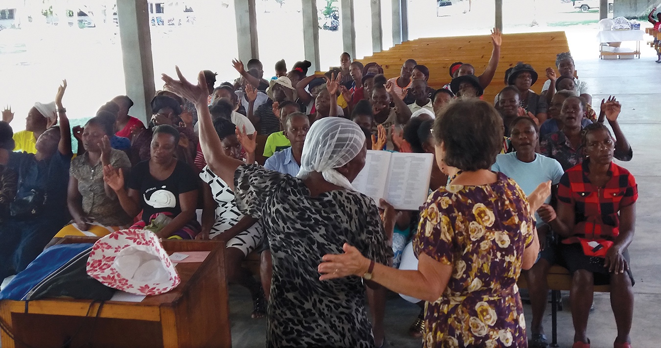 Our school cooks gathered for a special seminar with Jeanne DeTellis at our Signeau High School campus in Haiti.