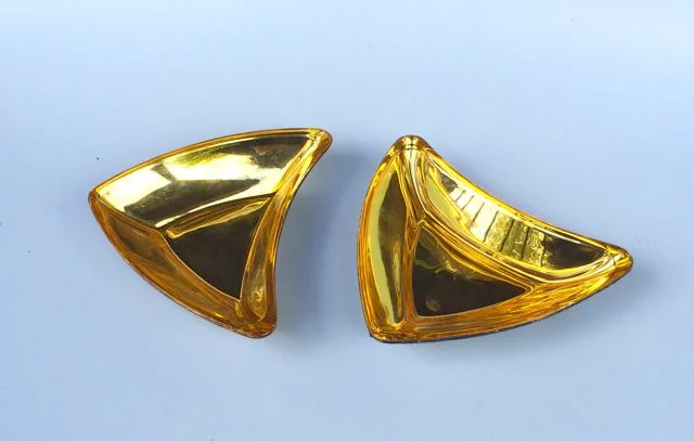 2 Ellipse Dishes, 5x7x2 23k gold leaf