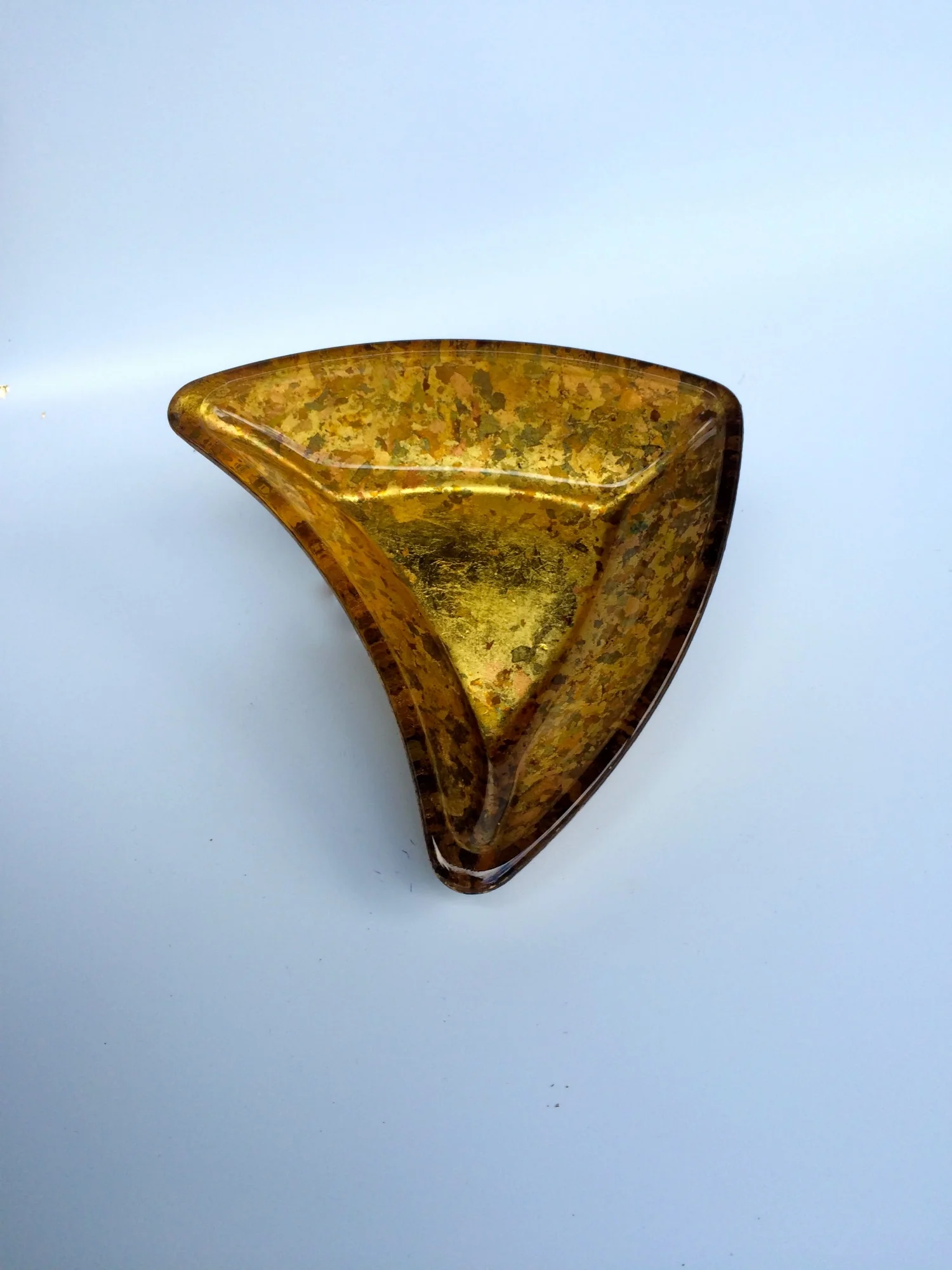 Ellipse Dish, 5x7x2 Composition Leaf, Yellow Gold