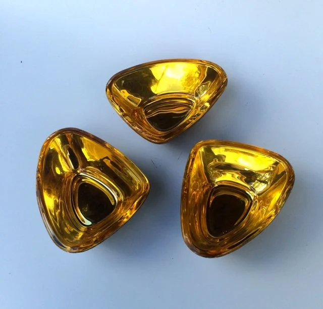 Triangular bowls 3x5x3 Interior 23k gold leaf, exterior stone texture 