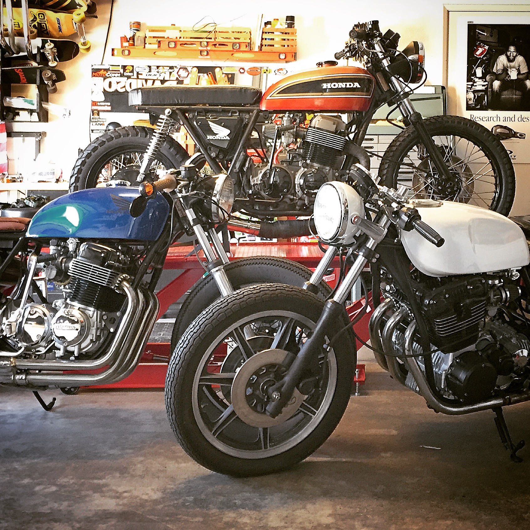 Top: 1978 Honda CB750K. Left: 1976 Honda CB750F Right: 1979 Yamaha XS750SF