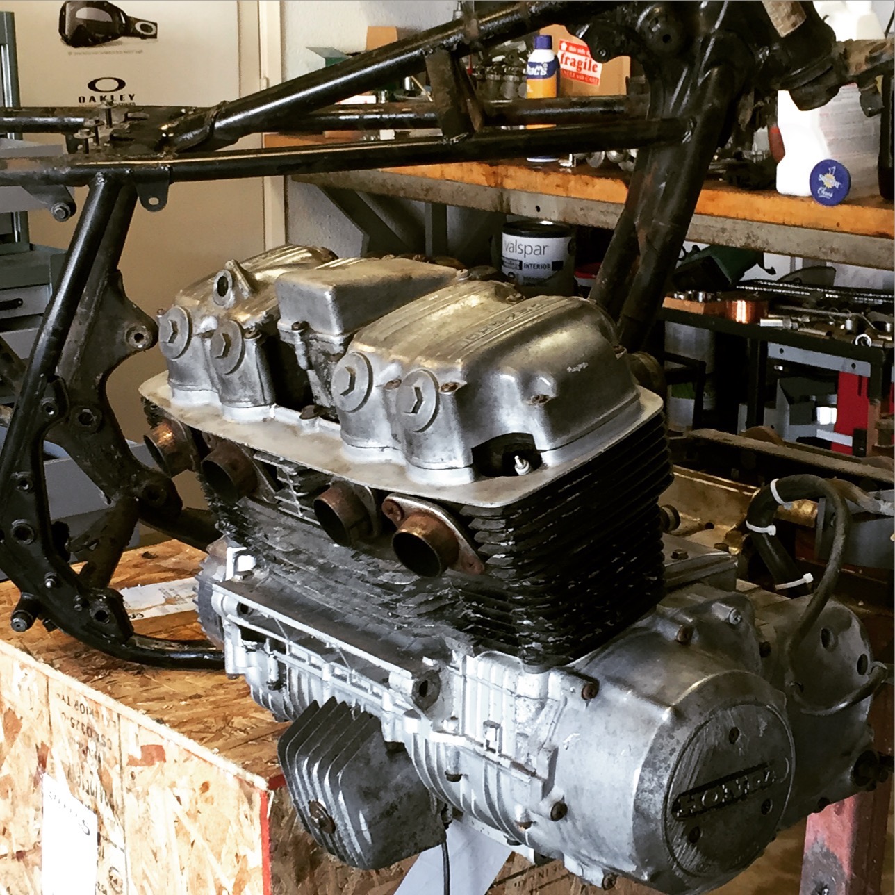 Wasting no time on teardown. Engine is out and ready for media blast.
