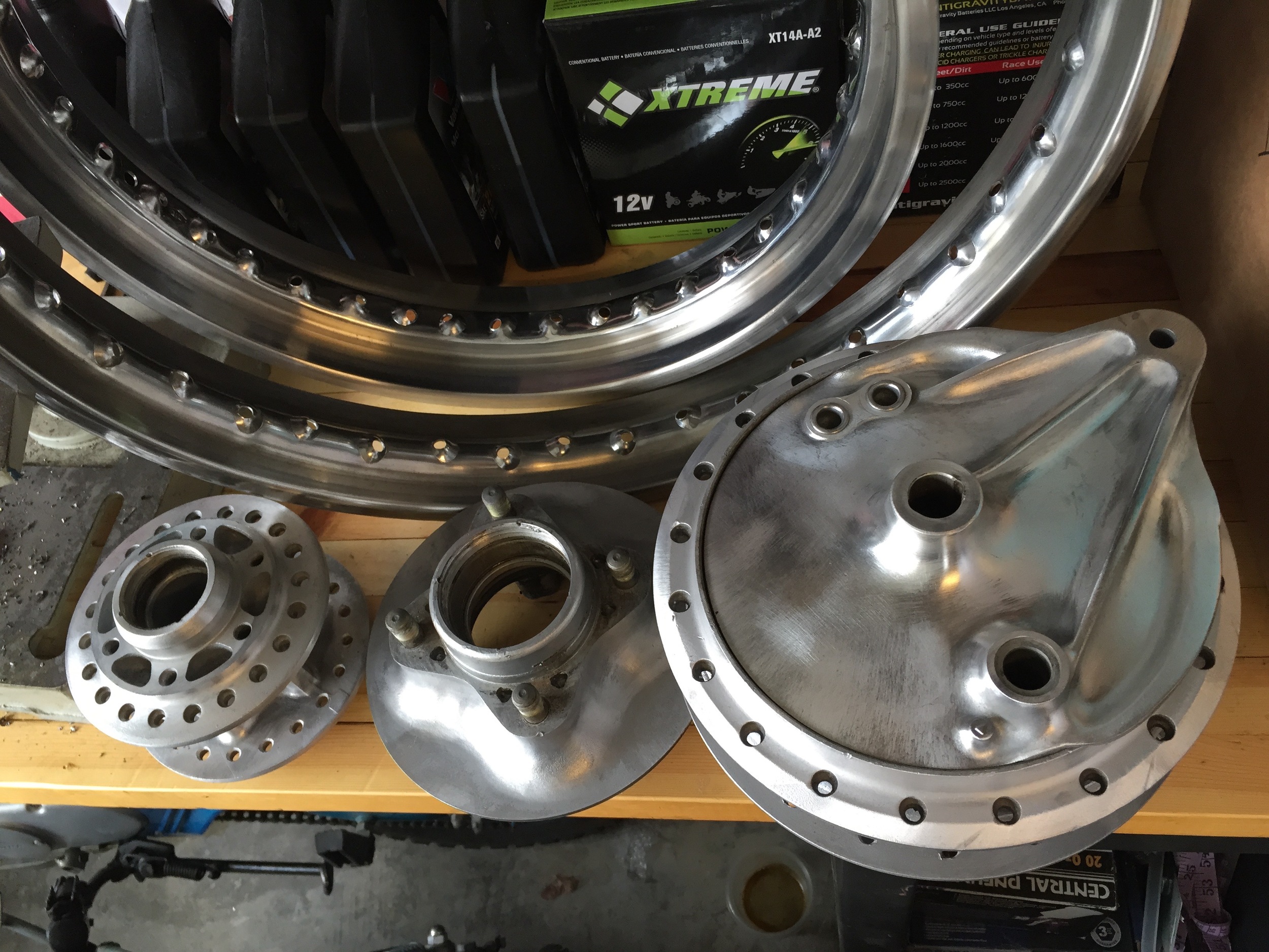 Ready for powder coat. Once again, this bike amazed me at how clean it was. Usually these cast parts are stained and discolored. These didn't take much elbow grease to get looking this clean.